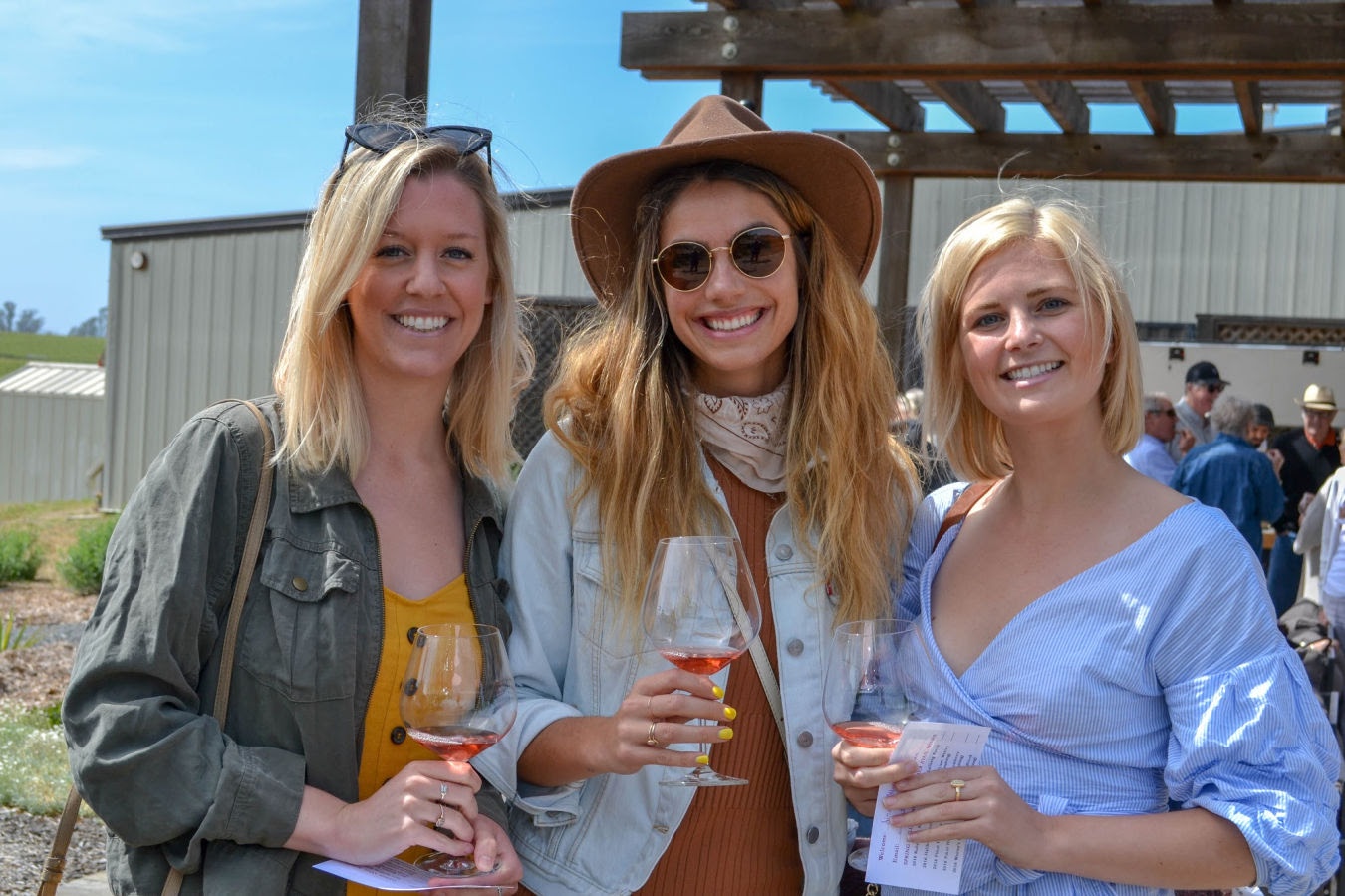 Three woman enjoying the Wine Club Pick up Party at Emeritus Vineyards